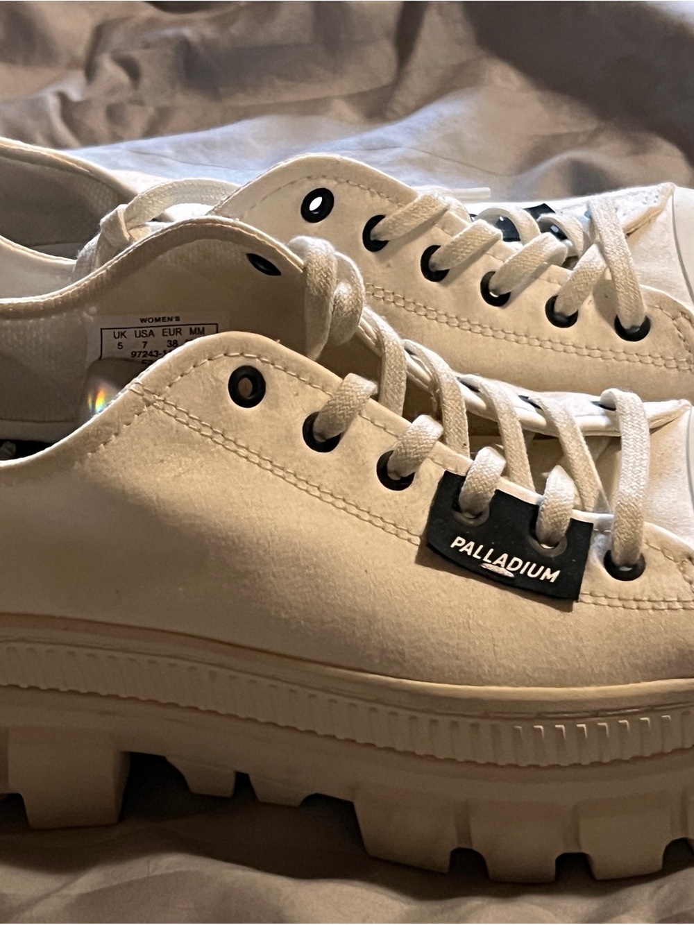 Palladium White Canvas Platform Lug-Sole Sneakers